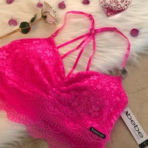 NEW Valentines Day PINK Bebe Bralette Bra Under$25